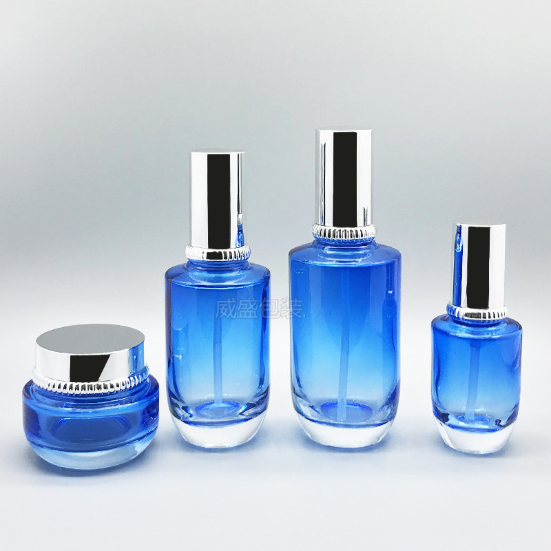石榴瓶子 蓝色石榴瓶子现货化妆品玻璃瓶定制(图2)
